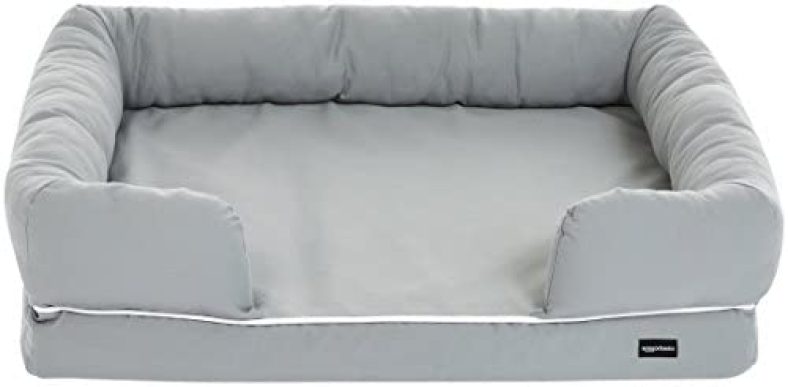 Amazon Basics Memory Foam Bolster Dog Bed, Medium (36 x 29 Inches) Grey