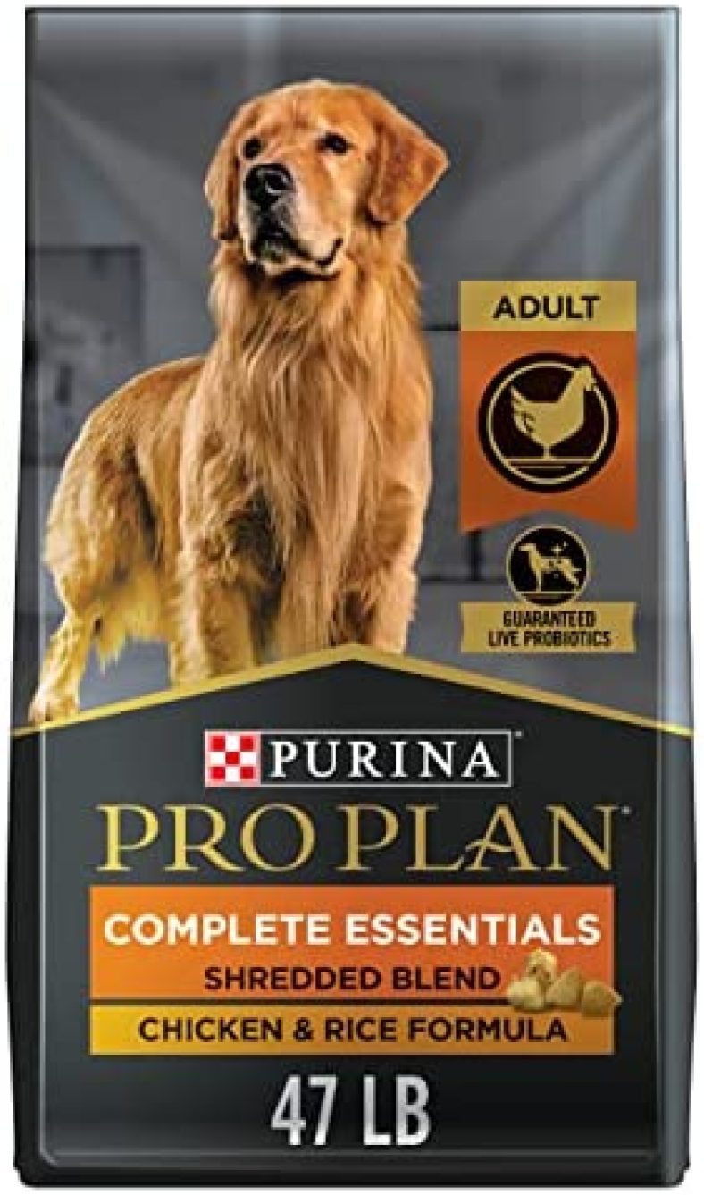 Purina Pro Plan High Protein Dog Food With Probiotics for Dogs, Shredded Blend Chicken & Rice Formula – 47 lb. Bag