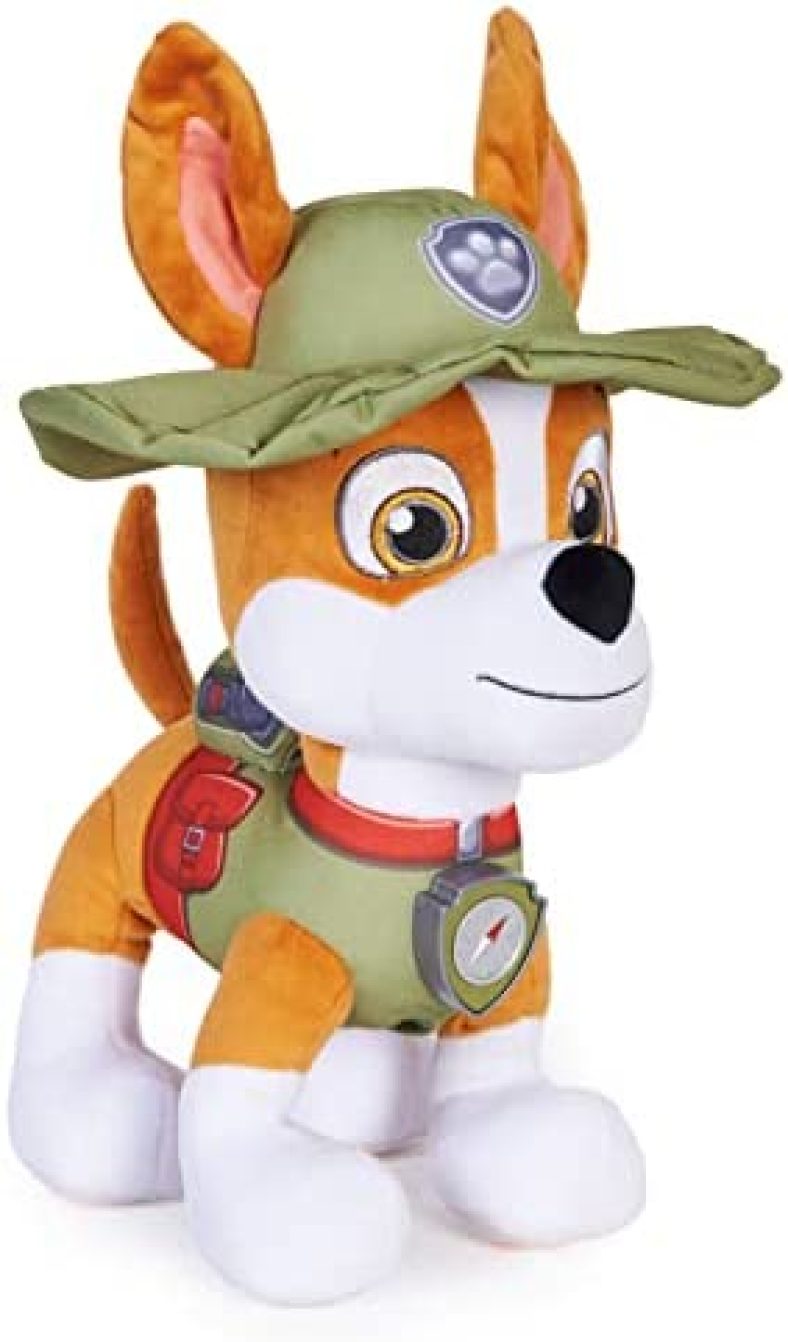 Paw Patrol Talking Tracker 12-Inch Tall Interactive Plush Toy with Music, Sounds and Bilingual Phrases Stuffed Animals, Kids Toys for Ages 3 and up