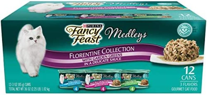 Purina Fancy Feast Wet Cat Food Medleys Florentine Wet Cat Food Variety Pack – (2 Packs of 12) 3 oz. Cans