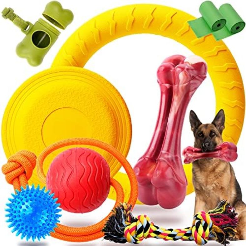 Zeaxuie Heavy Duty Various Dog Chew Toys for Aggressive Chewers – 9 Pack Value Set Includes Indestructible Rope Toys & Squeaky Toys for Medium, Large & X-Large Breeds (for Aggressive & Energy Dog)