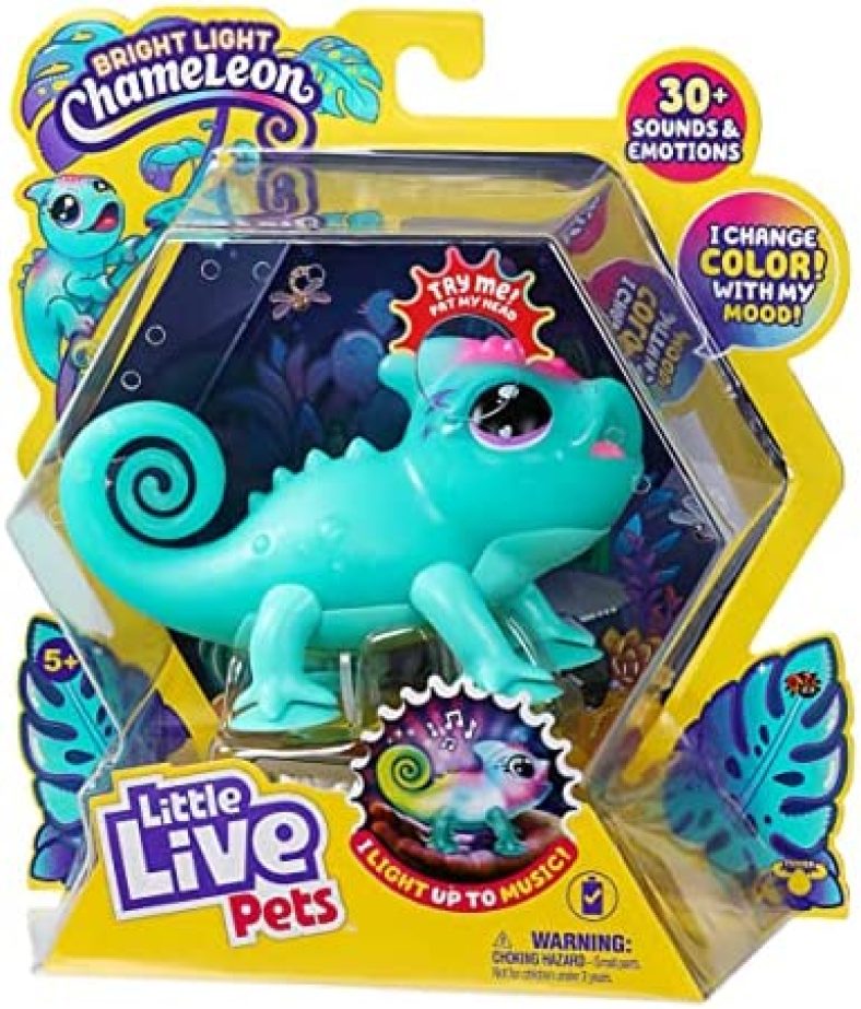 Little Live Pets Chameleon – Interactive Color-Changing Light-Up Toy with 30+ Sounds & Emotions, Repeats Back, Beat Detection (Ages 5+)