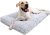 Washable Dog Bed Deluxe Plush Dog Crate Beds Fulffy Comfy Kennel Pad Anti-Slip Pet Sleeping Mat for Large, Jumbo, Medium, Small Dogs Breeds, 35″ x 23″, Gray